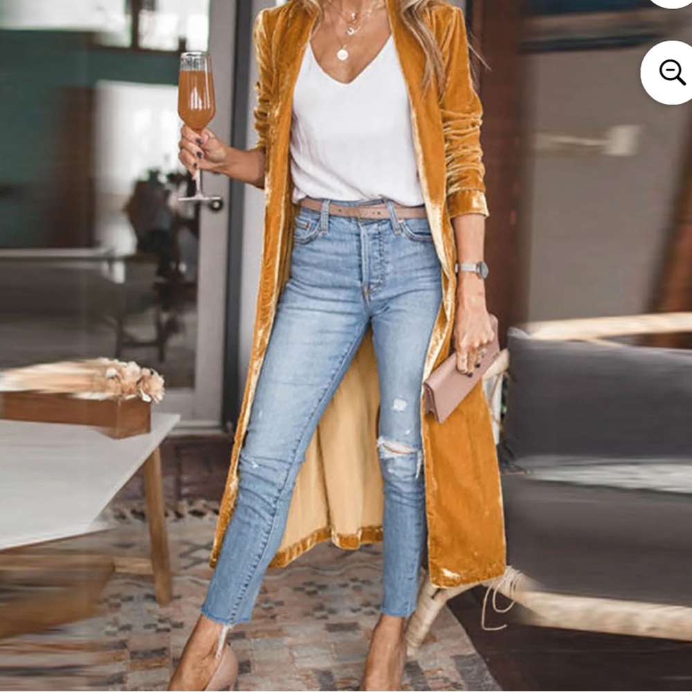 Yellow Velvet Cardigan